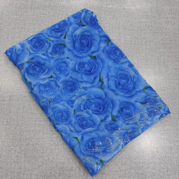 Premium Soft Chiffon Digital Floral design with stone work | SR181